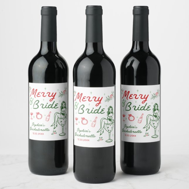 Noivas e Amigas Natal Rótulos de Vinho para Desped (Garrafas)