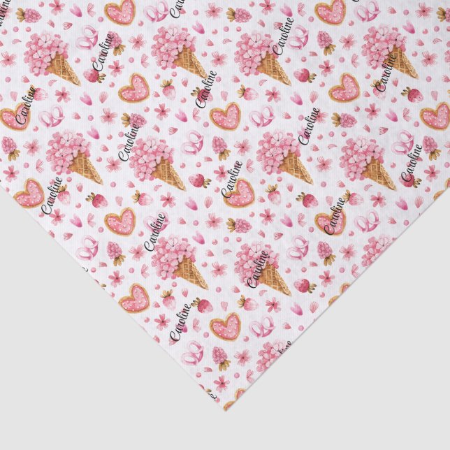 Nome, (3) Folhas de Papel Tecido, Flores Hydrangea (Detalhes)