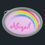Nome 7 letras arco-íris, cor-de-rosa, fivela de ci<br><div class="desc">A fivela de cinto-arco-íris,  atualmente diz,  Abigail ou personalize com o nome mais longo de sua escolha (até 7 letras apenas). Design inspirado nos muitos belos arco-íris aqui em Victoria,  Austrália. Item projetado exclusivamente por Sarah Trett.</div>