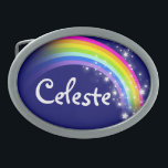 Nome 7 letras marinho arco-íris fivela de cinto ov<br><div class="desc">A fivela de cinto-arco-íris,  atualmente com o nome,  Celeste ou personalize com o nome mais longo de sua escolha (até 7 letras apenas). Design inspirado nos muitos belos arco-íris aqui em Victoria,  Austrália. Item projetado exclusivamente por Sarah Trett.</div>