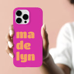 Nome a frio letras grandes magenta laranja<br><div class="desc">Cobrir telefônico com seu nome em letras grandes,  negrito,  laranja em um fundo cor-de-rosa magenta quente.</div>