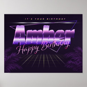 Nome âmbar Vorname lila retro Poster Geburtstag