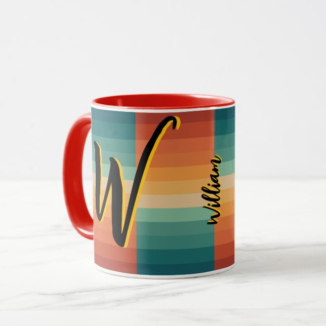 Nome Antigo Retro, Caneca de Café Vintage Personal (Frente Esquerda)