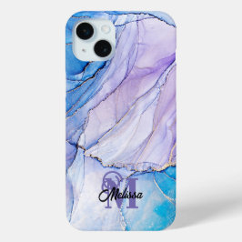Nome Azul Moderno e Roxo Marcado Monograma