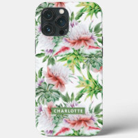 Nome Botânico Floral em Aquarela Elegante