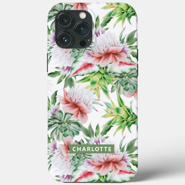 Nome Botânico Floral em Aquarela Elegante (Verso)