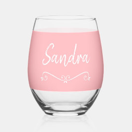 Nome branco rosa Aniversário 4Conjunto de Drinkwar