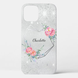 Nome brilhante cor-de-rosa com pincel floral prate