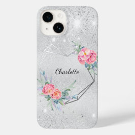 Nome brilhante cor-de-rosa com pincel floral prate