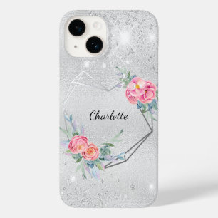 Nome brilhante cor-de-rosa com pincel floral prate