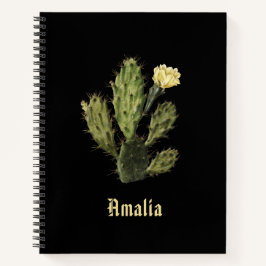 Nome Cactus Flower Vintage Black Spiral Notebook