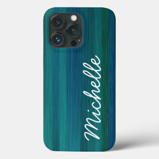 Nome Curvo Personalizado Verde Azul-Teal do Oceano