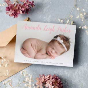 Nome da caligrafia rosa Anúncio do bebê