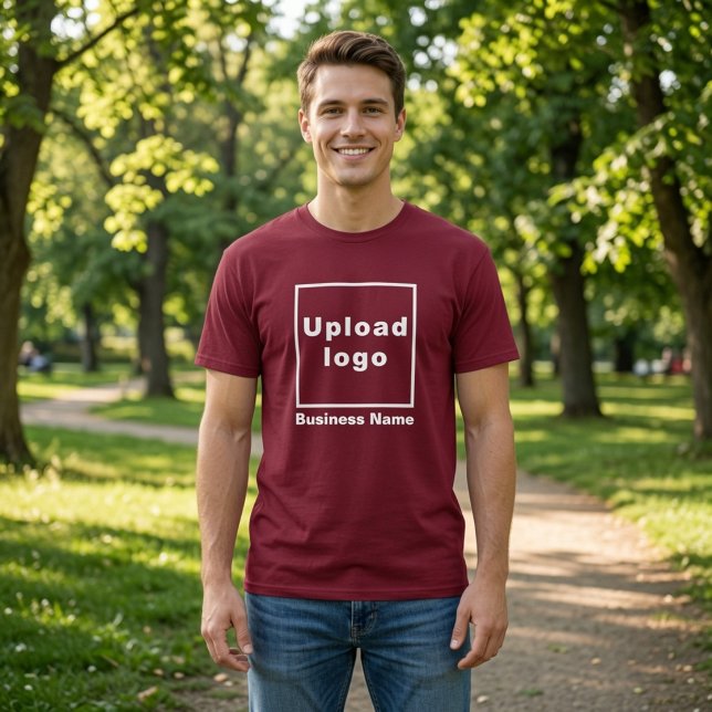 Nome da Empresa e Logotipo em T-Shirt Bege Escuro (Criador carregado)
