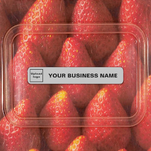 Nome da empresa e logotipo na etiqueta adesiva fin