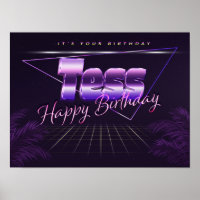 Nome da empresa Vorname lila retro Poster Geburtst