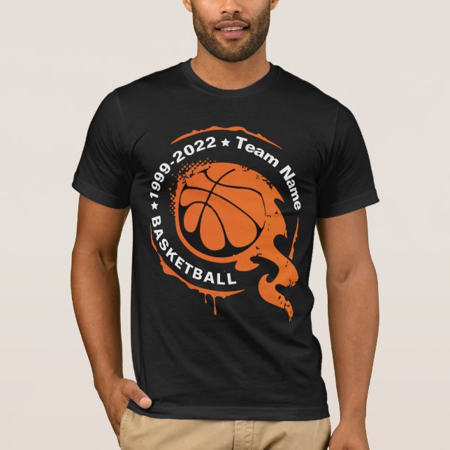 Nome da Equipe de Basquete. Personalizar T-Shirt (Frente)