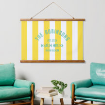 Nome da Família Beach House Yellow Cabana Stripe