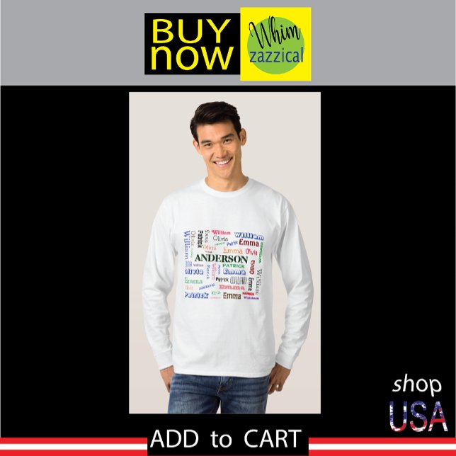 Nome da Família ♠️ Camisa de Nuvem do Palavra Azul (family word cloud awesome gift idea family reunion)