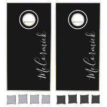 Nome da Família de Script Branco e Preto Moderno