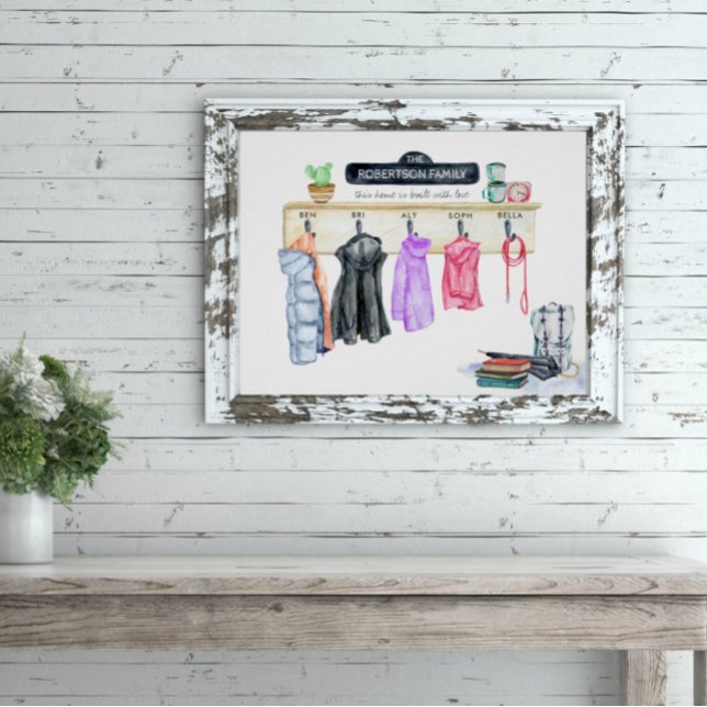 Nome da família | Impressão de Mudroom Personaliza (Criador carregado)