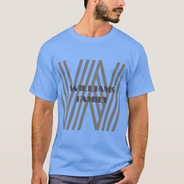 nome da família Monograma cinza T-Shirt moderna (Frente)