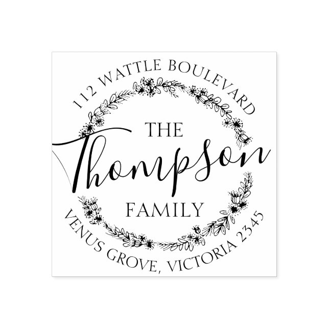 Nome da família personalizada carimbo de endereço  (Impressão)