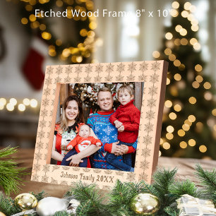 Nome da Família Snowflake Padrão Xmas 10x8 Wooden