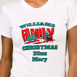 Nome da família verde-natalícia editável T-Shirt