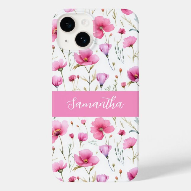 Nome da Flor Silvestre em Aquarela Rosa (Verso)