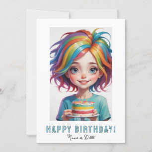 *NOME DA FOTO Cartão de Aniversário Menina Bolo Ar