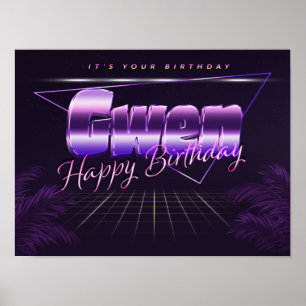Nome da Gwen Vorname lila retro Poster Geburtstag