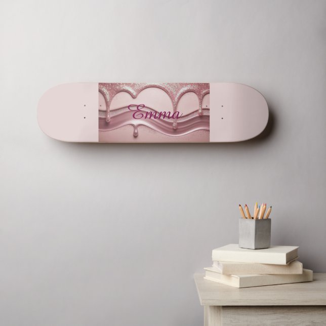 Nome da Largura Rosa Emma Skateboard (Arte de parede (Horz))