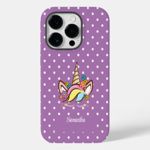 Nome da Menina Unicórnio Mágico Floral Roxo Aniver