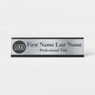 Nome da mesa Placa Logotipo de cor prata