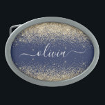 Nome da Rapariga do Monograma de Script Azul do Ma<br><div class="desc">Frasco do Monograma do Nome do Script Glitter Glitter de Espelho Azul e Dourado do marinho. Isso faz a formatura perfeita, doce 16 16, 18, 21rua, 40, 50, 60, 70, 80, 90, 100 anos, casamento, chá de panela, aniversário, chá de fraldas ou presente de festa de solteira para alguém que...</div>