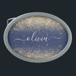 Nome da Rapariga do Monograma de Script Azul do Ma<br><div class="desc">Frasco do Monograma do Nome do Script Glitter Glitter de Espelho Azul e Dourado do marinho. Isso faz a formatura perfeita, doce 16 16, 18, 21rua, 40, 50, 60, 70, 80, 90, 100 anos, casamento, chá de panela, aniversário, chá de fraldas ou presente de festa de solteira para alguém que...</div>