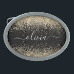 Nome da Rapariga do Monograma do Script Glitter Pr<br><div class="desc">Frasco do Monograma do Nome do Espelho do Espargo Preto e Dourado. Isso faz a formatura perfeita, doce 16 16, 18, 21rua, 40, 50, 60, 70, 80, 90, 100 anos, casamento, chá de panela, aniversário, chá de fraldas ou presente de festa de solteira para alguém que ama luxo de vidro...</div>