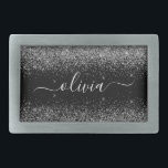 Nome da Rapariga do Script de Largura Preta do Sil<br><div class="desc">Frasco do Monograma do Nome do Script Glitter Glitter Preto e Silver Sparkle. Isso faz a formatura perfeita, doce 16 16, 18, 21rua, 40, 50, 60, 70, 80, 90, 100 anos, casamento, chá de panela, aniversário, chá de fraldas ou presente de festa de solteira para alguém que ama luxo de...</div>