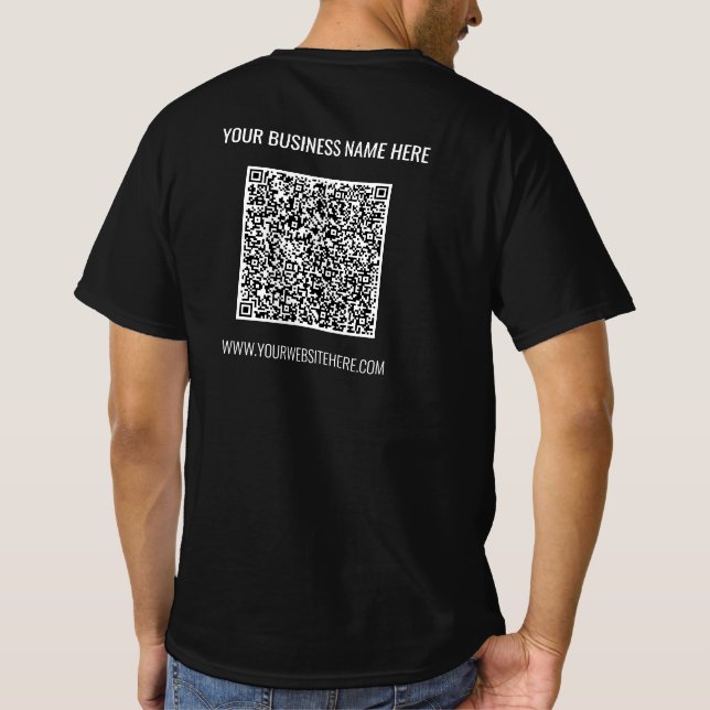 Nome da sua empresa Código QR T-Shirt e Texto pers (Verso)