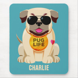 Nome da vida do Pug & mousepad feitos sob