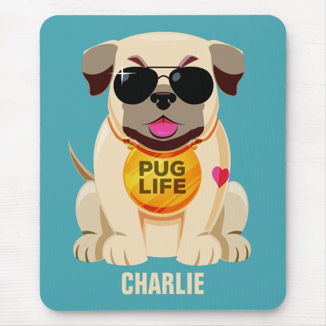 Nome da vida do Pug & mousepad feitos sob (Frente)