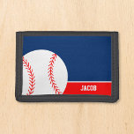 Nome das Crianças Personalizadas do Baseball Azul<br><div class="desc">Essa carteira de beisebol bonita faz um presente de excelente para um garotinho. Personalize facilmente este nome personalizado!</div>