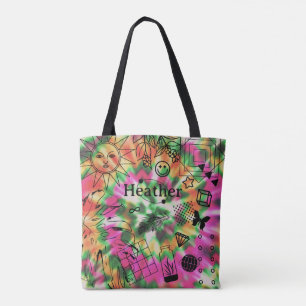 Nome das garotas personalizadas Tie Dye Tote Bag