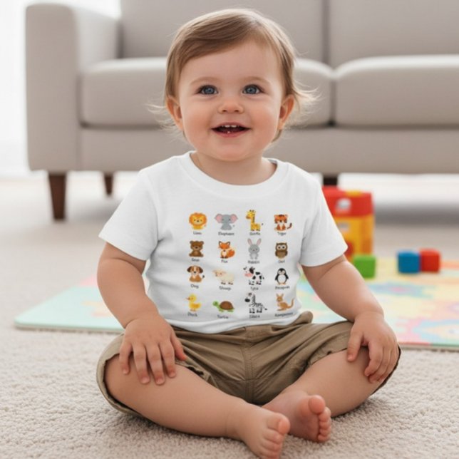 Nome de Animal Fofo ABC Camiseta Educacional para  (Criador carregado)