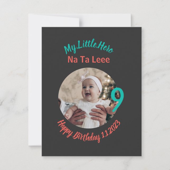Nome de Aniversário Personalizado com fotografia (Frente)