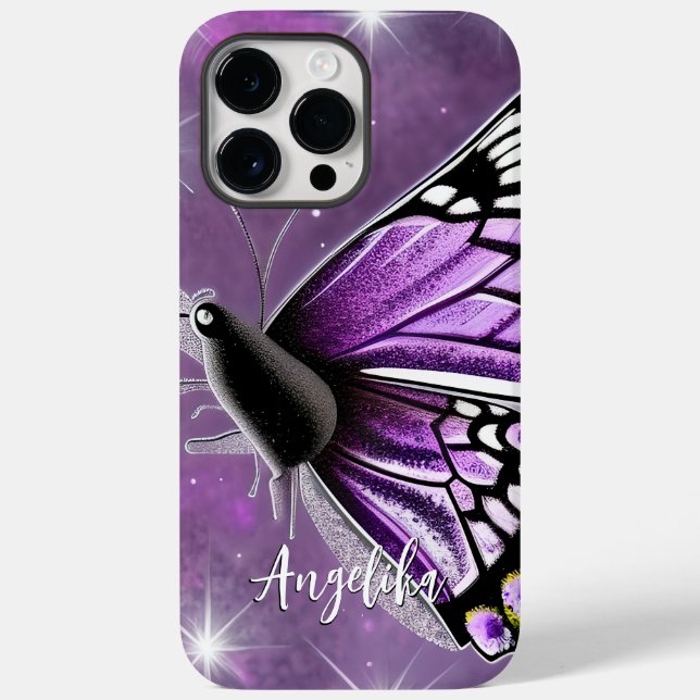 Nome de Borboleta Floral Roxo e Prata (Verso)