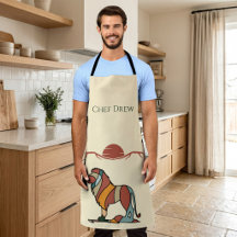 Nome de Chef Personalizado Leão Boho BBQ de Meados