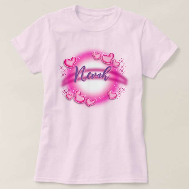 Nome de escova personalizado - T-Shirt cor-de-rosa (Frente do Design)