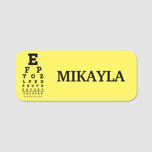 Nome de etiqueta Amarelo Eyechart Óptico Divertid